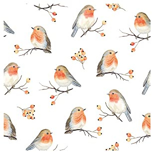 Ambiente Serviette Rotkehlchen Beerenzweige Papier 33x33 cm Motiv Voll