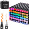 Tongfushop 60 Alkohol Stifte Set, 2 Sekunde Schnell Trocknende Alkohol Marker Set, Doppelseitige Marker Stifte Filzstifte mit Anti-Seepage Abstandshaltern für Malerei, Zeichnung, Design, Manga