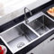 Fregadero Cocina 2 Senos Fregadero Incorporado de Acero Inoxidable 78 × 43 × 21 cm, Fregadero Doble con Cesta de Drenaje