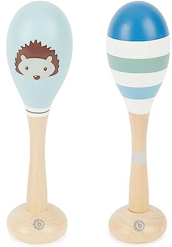 Bieco Baby Rassel Holz Igel Piksi | 2er Set | 19 cm | Kinder Rassel Musikinstrument | Rattle Toy Baby | Holzrassel Baby Montessori Rassel Kinder ab 1 Jahr Rassel Baby 0-6 Monate Rasselring Baby