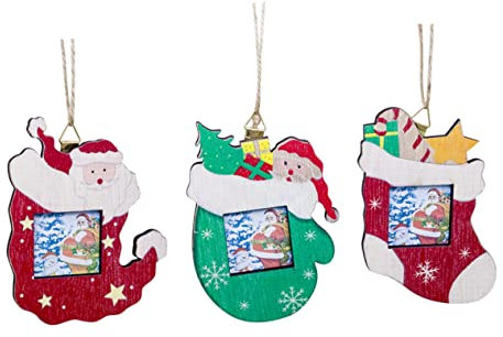 Artibetter 3 Uds Marco De Fotos De Madera Decoración De Navidad Decoración De Madera Woodsy Decor DIY Marco De Fotos De Madera Vacaciones Adornos De Árbol De Navidad Colgante De Pared De