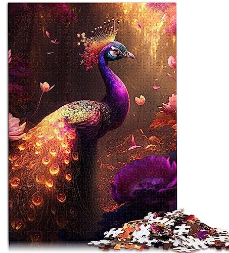 SIBREA Puzzle für Erwachsene und Kinder, Prächtiger Pfau, 1000 Teile, Holzpuzzle, Größe: 50x75 cm