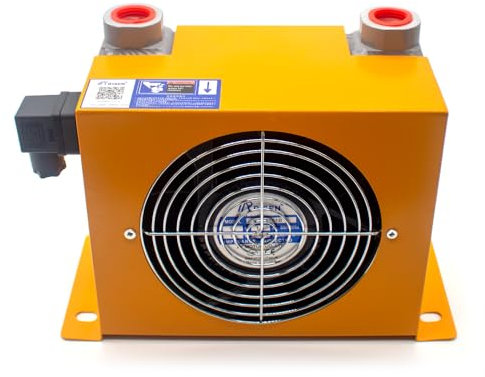 LeTkingok AH0607T-CA Radiatore Dell'olio Raffreddato Ad Aria, Radiatore Dell'aria Idraulico Ventola del Radiatore Dell'olio Idraulico in Alluminio con Aletta Piatta Serie AH G3/4 (DC 24V)