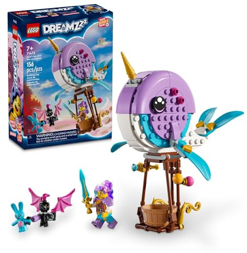 LEGO DREAMZzz Izzie's Narwal Heißluftballon Tiefsee-Tierspielzeug Rettet Bunchu vor einem Grimspawn, Transforming Wal Figur für Kinder, Bunny Spielzeug für Jungen und Mädchen ab 7 Jahren, 71472