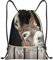 QQLADY Lustiger Esel-Rucksack mit Kordelzug für Männer und Frauen, wasserdicht, für Reisen, Wandern, Schwarz , M
