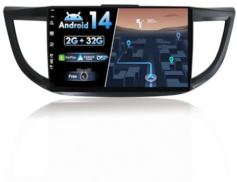 BXLIYER Android 12 IPS Car Stereo For Honda CRV (2012-2016) - Wireless Carplay + Android Auto - 2G+32G - Rear Camera FREE - 10.1 Inch 2 Din - Steering Wheel WiFi 4G DAB Fast-boot Split-Screen BT