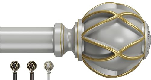 Gardinenstange Silber 45 bis 150 cm (17,7-59,0 Zoll),Dicke Rohrwand, verbiegt sich nicht, ausziehbare Einzeldrapierstange, silberne Vorhangstangen für Fenster von 40 bis 145 cm