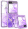 YINLAI Samsung Galaxy Z Flip 5 Case Marble Pattern Full Body Rugged Drop Shockproof Protection Girly Women Case for Samsung Galaxy Z Flip 5 6.7 Inch, Purple/Clear