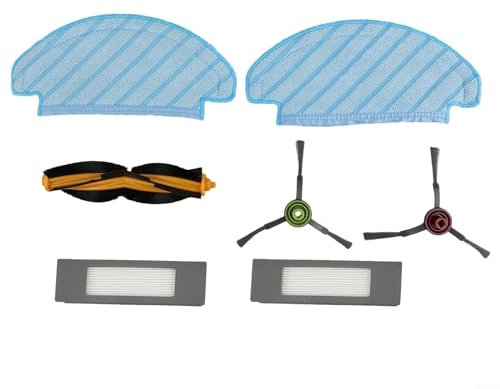 HEIBTENY Sweeper Set Vacuum Cleaner Replacement Parts for E*c-ovacs for D*ee-bot N10, N10 Plus Robot Vacuum Cleaner Accessories (for 2 x Tea Towels, 1 x Roller Brush, 2 x , 2 x Side Brushes)