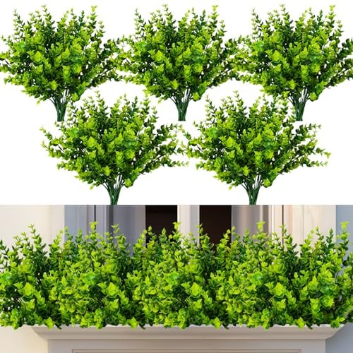 Nigirior Künstliche Pflanzen für den Außenbereich, Buchsbaum, Sträucher, Gras für Topf, Garten, Veranda, Dekoration für Fenster, Garten, Büro, Terrasse, Hinterhof, Pflanzgefäß, Weg, Veranda, Grün, 20