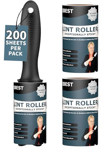 Levapelucchi – Set di rulli e ricarica, rullo per pelucchi, spazzola per rimuovere pelucchi, per vestiti con testina di ricambio, adatto per tutti i tessuti (200 fogli)