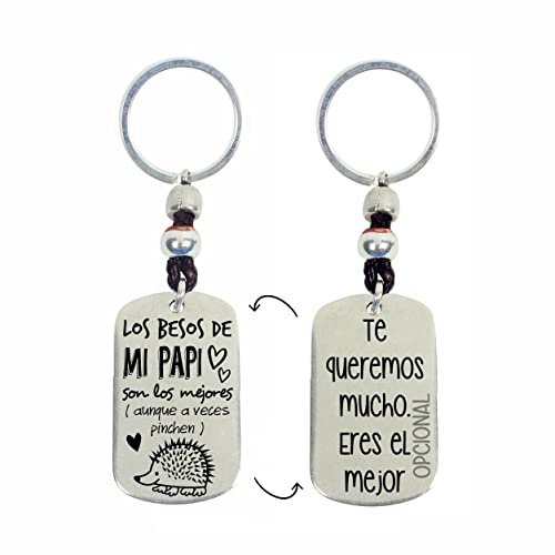 Llavero con Nombre Personalizado. Fabricados en Zamak Baño Plata y Cuero Español. Regalo Día del Padre.