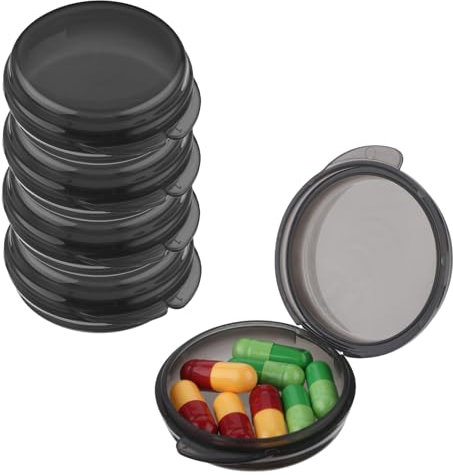 WLLHYF 5 Stück Mini-Pillendose Kleine Pillen-Organizer-Box Tragbarer Vitamin-Halter Reise-Pillendose (5 Schwarz)
