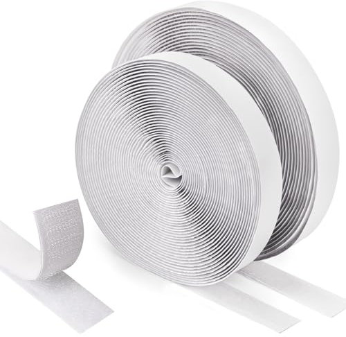 WISYOK Klettband Selbstklebend 8 Meter Extra Stark, Doppelseitiges Klettverschluss Selbstklebend 20mm Breit, Klettverschluss selbstklebend, Klettband Fliegengitter (Weiß)