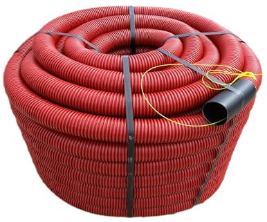 Powerweld Unterirdisches Wellrohr Rot 50 mm Elektrorohr Einzugshilfe Erde 25M 50M Leerrohr (50mm x 25m)