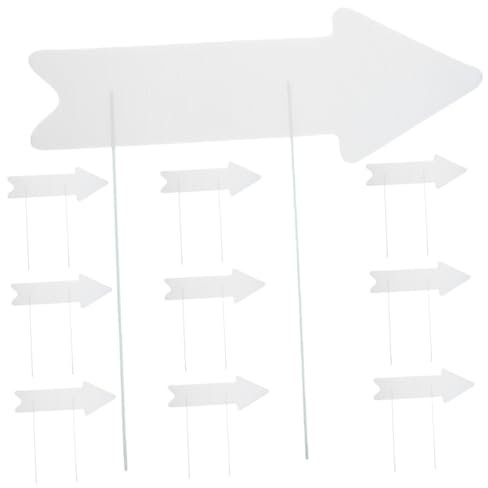 KONTONTY 10pièces Lot De Panneaux Flèches De Jardin Vierge Plastique Avec Piquets Signalisation Extérieure Étanche Pour Décoration Jardin Signe De Pelouse Diy Polyvalent Pour Mariage Fête e