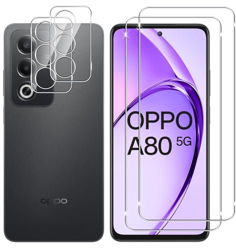 Lutree per OPPO A80 5G Vetro Temperato, 2+2 Pezzi Pellicola Protettiva + Pellicola Fotocamera, Durezza 9H Vetro Protettivo, HD Senza Bolle Anti-Graffio Protezione Schermo
