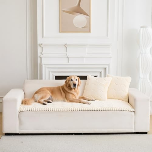 LiveGo Dicke Sofabezüge Waschbar, Haustier-Couchbezug für Sofa, Waschbarer Hundesofaschutz für große Hunde, weicher & Flauschiger Rutschfester Sofabezug für 2 3 4 Sitzer, Möbelschutz für Wohnzimmer