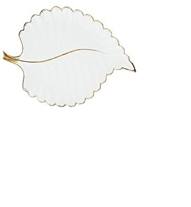 HJUGHPN Plates Ceramic dinner plate leaf shaped plate(White)