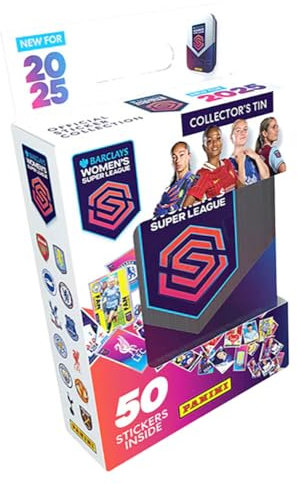 Panini Barclays Damen Super League Offizielle Aufkleber-Kollektion 2025 – Taschendose mit 10 Aufkleberpaketen, je 5 Aufkleber, Hochwertiges Produkt