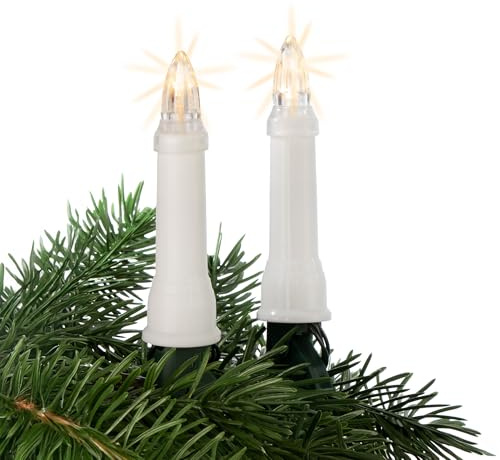 hellum Weihnachtsbaum Lichterkette außen, 45 LED warmweiß, Stecker | Lichterkette Tannenbaum mit Clip, beleuchtet 19,90m, Kabel grün, Weihnachtsbeleuchtung innen, Lichterkette Kerze <59lm 640434