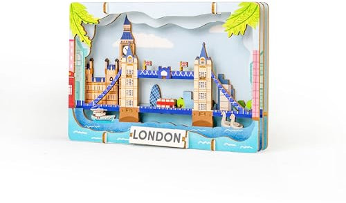 IQBrainPuzzles® DIY Theater Puzzle Holz, Travel The World London, Bastelset für Kinder und Erwachsene, 3D Holzpuzzle, Holzbausatz zum basteln, Modellbau (London)