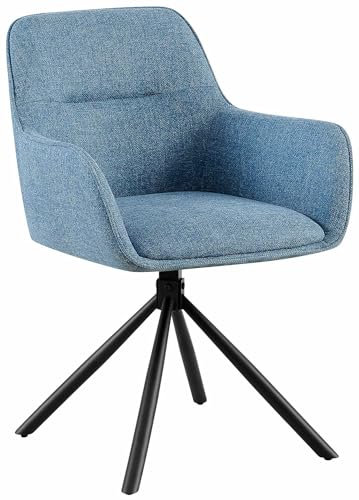 CLP Stuhl Tipton Stoffbezug I Schwenkbarer Esszimmerstuhl mit Stoffbezug I Polsterstuhl mit Rückenlehne I Küchenstuhl, Farbe:blau