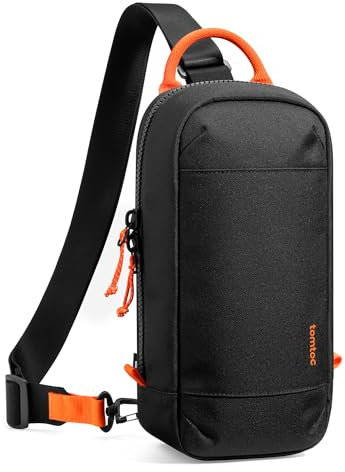 tomtoc Sling Bag Umhängetasche für Nintendo Switch 2 Konsole 2025, Rundumschutz Crossbody Bag Schultertasche mit 8 Spielkartenhaltern für Reise & Alltag, Tragetasche für Ladegerät und Zubehör, Schwarz
