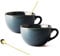 hengshukeji 700 ml große Kaffeetasse, Keramik-Kaffeetasse 2 Set, Teetassen für Büro und Zuhause, Geburtstagsgeschenk, spülmaschinen- und mikrowellenfest (Dunkelgrün 2 Set)