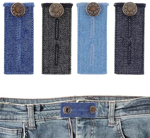 Squamify 4 Stück Hosenbunderweiterung, Hosenerweiterung schwangerschaft, Knopfverlängerung für hosen, Elastische Knopfverlängerung Für Hosen, Hosen Erweiterung für Hosen Jeans Röcke Umstandshose