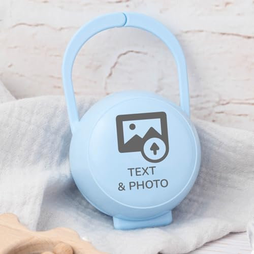 Wanapix | Porta ciuccio personalizzato per bebè | Porta ciuccio bebè | Custodie per ciucci | Porta ciuccio senza BPA | 100% personalizzato Azzurro