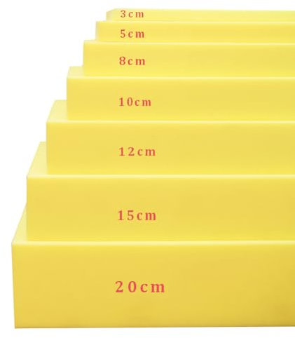 Plancha de Espuma a Medida, Cojín Cuadrado de Espuma, 35D Alta Densidad, Plancha de Espuma para Cojines, Sofás y Acolchado en Poliuretano Expandido (Espesor 8-60x40cm)