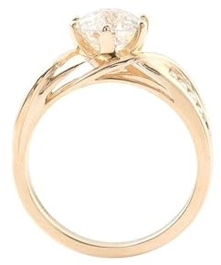 Wycian Verlobungsring Vintage Damen Bandring Gold 9K Gold Moissanit 6 Zinken. Rund. mit 1 Karat Moissanit Größe 49 (15.6) Beliebt für Frau Valentinstag Personalisierbar
