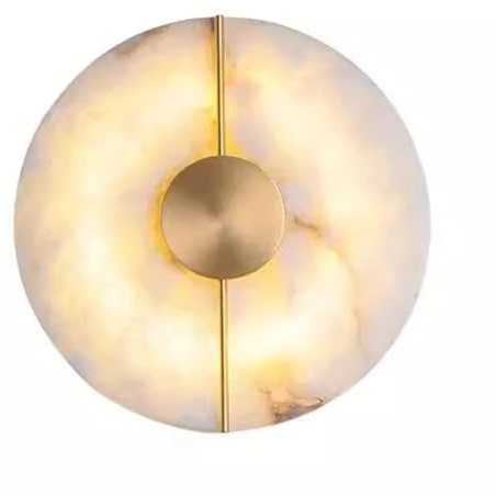 Eighosee Modern LED Wall Lamp Indoor Decoration Gold Copper Alabaster Moon Bedroom Living Room Sconce Marble Wall Light Home