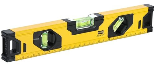 flintronic Spirit Level Magnetic, 300mm/12Inch Level Tool Aluminium Alloy, with 3 Bubble 45°,90°,180°, Shock Proof Torpedo Level, Lightweight Portable, for Measurement, Acceptance
