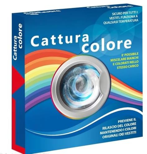 Vidoelettronica 24 Fogli Cattura Colore per Lavatrice – Protegge i Vestiti dal Rilascio dei Colori – Bianchi e Colorati Insieme, Riutilizzabili e Sicuri