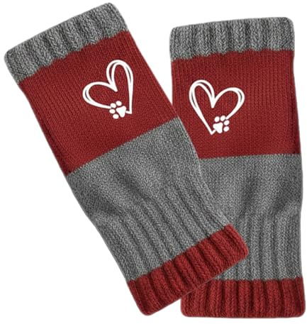 Fingerlose Winterhandschuhe Kombination Herz Stickerei Outdoor | Strickwaren Halb Finger Handschuhe Für Motorrad Pendeln Outdoor Winter Angeln Radfahren Fahren Camping Wandern