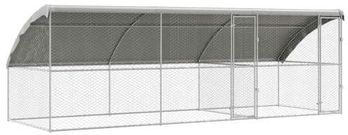 vidaXL Hundekäfig 3 pcs Silber 6 x 2 x 2 m Verzinkter Stahl, Moderne Hundehütte, Regenfeste Hundehütte, Robustes Haustierhaus, Wetterfeste Unterkunft, Sicherer Außenbereich, Stylishe Unterbringung