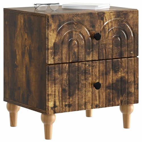 vidaXL Nachttisch 2 pcs Geräucherte Eiche 43 x 34,5 x 48 cm, Geräumiger Nachttisch, stylischer Organizer für Wohnräume, minimalistisches Design, kompakter Schrank