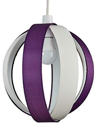 MiniSun | Modern Purple and Cream Fabric Cocoon Globe Style Ceiling Light Shade | Pendant Lights, Home Décor & Improvement Essential | 290cm Shade Width