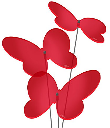 SUNPLAY Sonnenfänger Schmetterlinge Marie in ROT, 3 Stück zu je 10 cm Durchmesser im Set + 35 cm Schwingstäbe