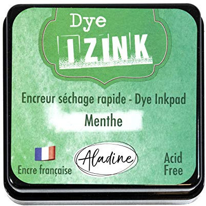 Aladine - Izink Dye Mint-Stempelkissen – schnelltrocknendes Stempelkissen für Stempel und Schablonen – Scrapbooking und kreative Karten – französische Tinte – Größe M – 5 x 5 cm – Farbe Mintgrün 19263
