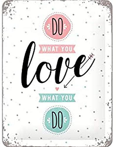 Nostalgic-Art Retro Blechschild Word Up – Do What You Love – Geschenk-Idee für Nostalgie-Fans, aus Metall, Vintage-Design mit Spruch, 15 x 20 cm