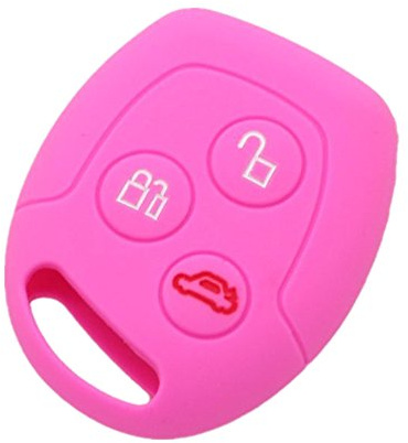 Happyit Silikon Autoschlüssel Fernbedienung Abdeckung Fall für Ford Mondeo Fiesta Focus C-Max KA Galaxy 3 Taste Key (Rosa)