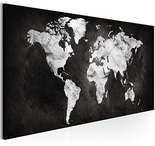 decomonkey Bilder Weltkarte 150x50 cm 1 Teilig Leinwandbilder Bild auf Leinwand Wandbild Kunstdruck Wanddeko Wand Wohnzimmer Wanddekoration Deko Welt Karte Kontinente Landkarte