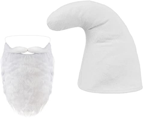 Alsino Zwergen Kostüm Accessoires für Jugendliche & Erwachsene - Weiße Mütze, weißer Bart