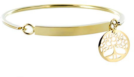 Bracelet Arbre de Vie Femme EMOTIONAL de couleur Doré – Bracelet femme personnalisé, idéal pour diffuser un message ; prénom, date, initial. [Bracelet jonc or]