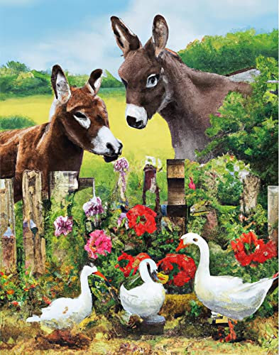 Reofrey Diamond Painting 5D Diamant Peinture Âne Canard Fleuri DIY Cristal Strass Peinture Plein Forage Broderie Artisanat Point De Croix Chambre Salon Décoration Murale 30x40cm