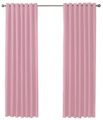 Olivia Rocco Blackout Eyelet Curtains Black Out Thermal Ring Top Curtain Pair Window Treatment Living Room Bedroom, 66 (Width) x 90 (Drop) Blush Pink
