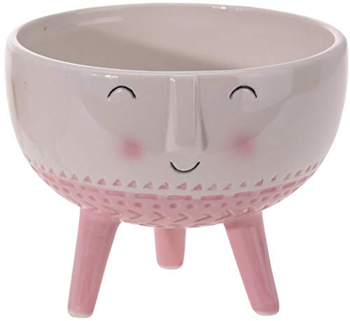 Muddy Hands Small Ceramic Plant Pot Indoor Home Decorative Flower Succulent Cactus Herb Planter (Smiling Face with Legs Pink)